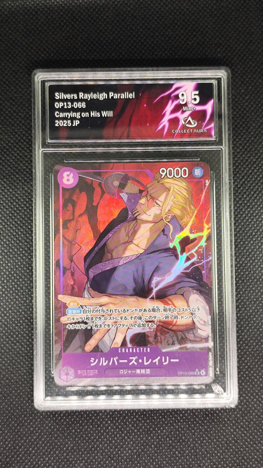 Carte One Piece JAP Silvers Rayleigh COLLECTAURA 9.5 OP13-066 gradée